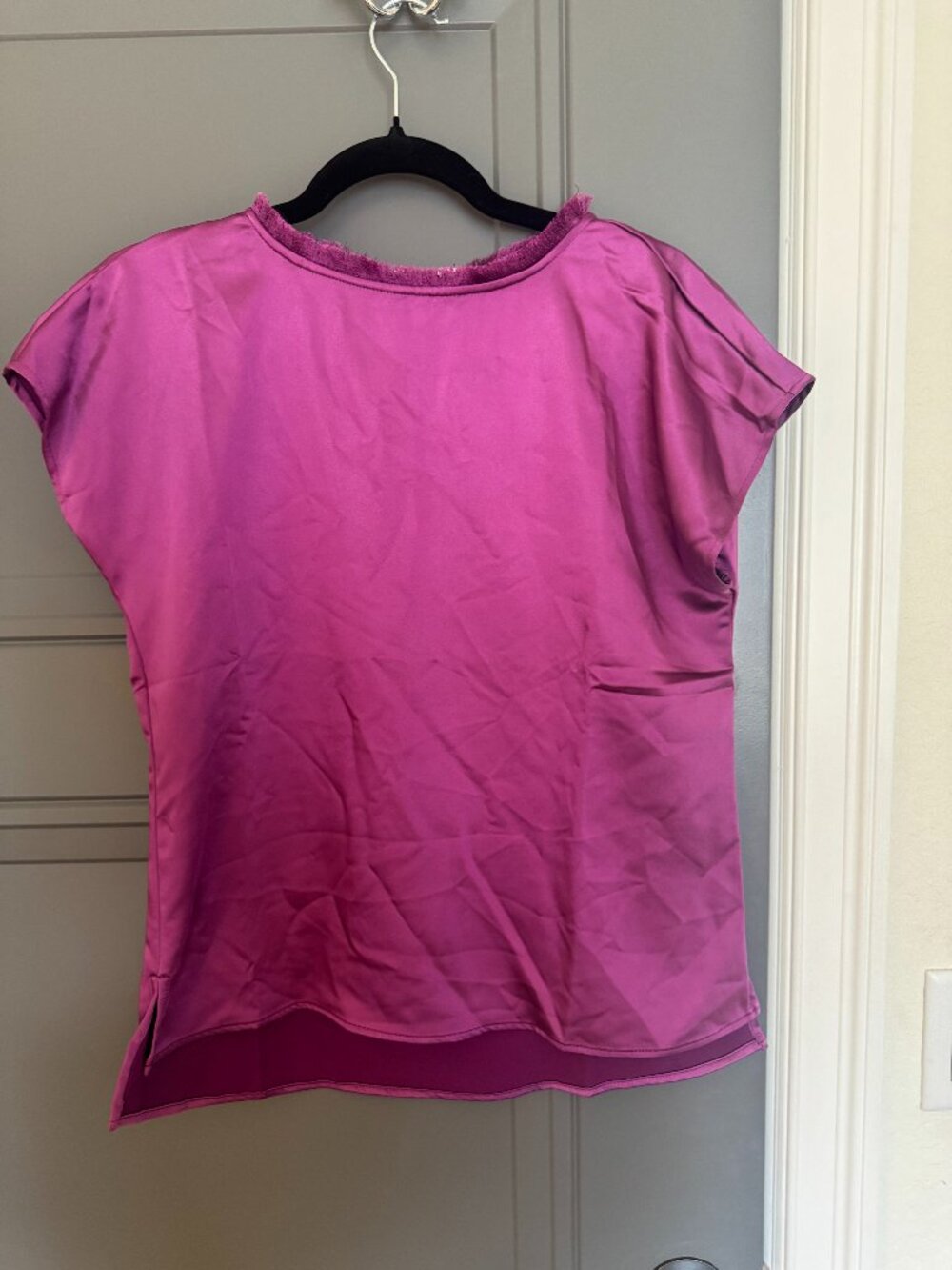 S'EDGE astor cap sleeves top in plum
